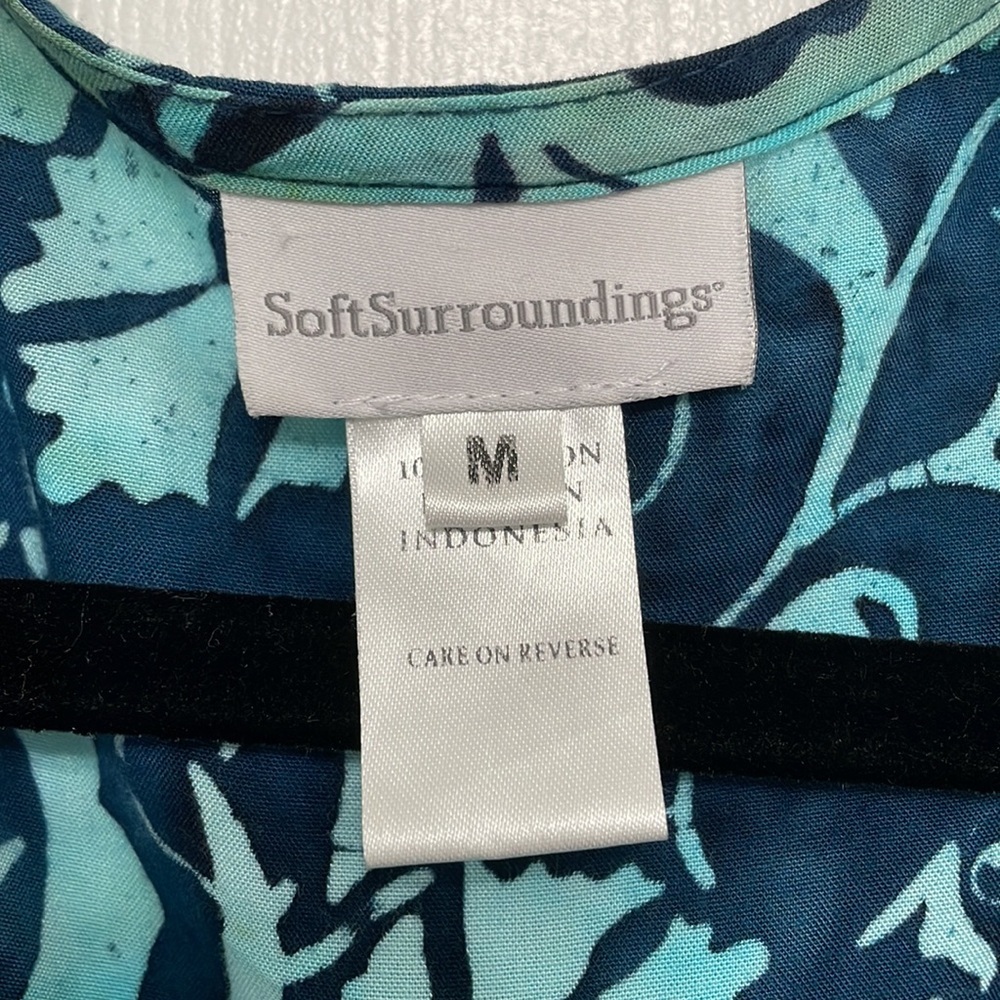 Soft Surroundings, Open Cardigan, Abstract, floral,‎ medium, blues and turquoise - Picture 2 of 5